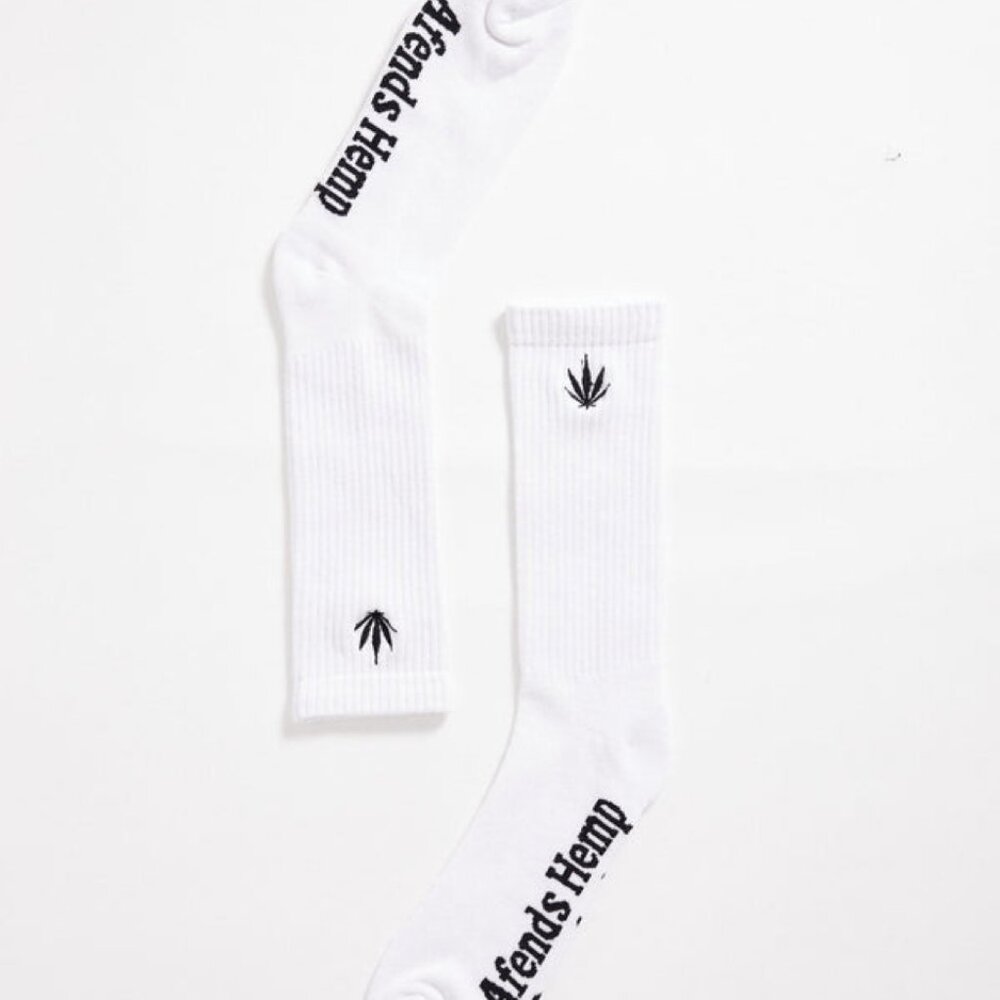BNWT Afends - Happy Hemp Weed Crew Socks / White / Unisex - Picture 2 of 6